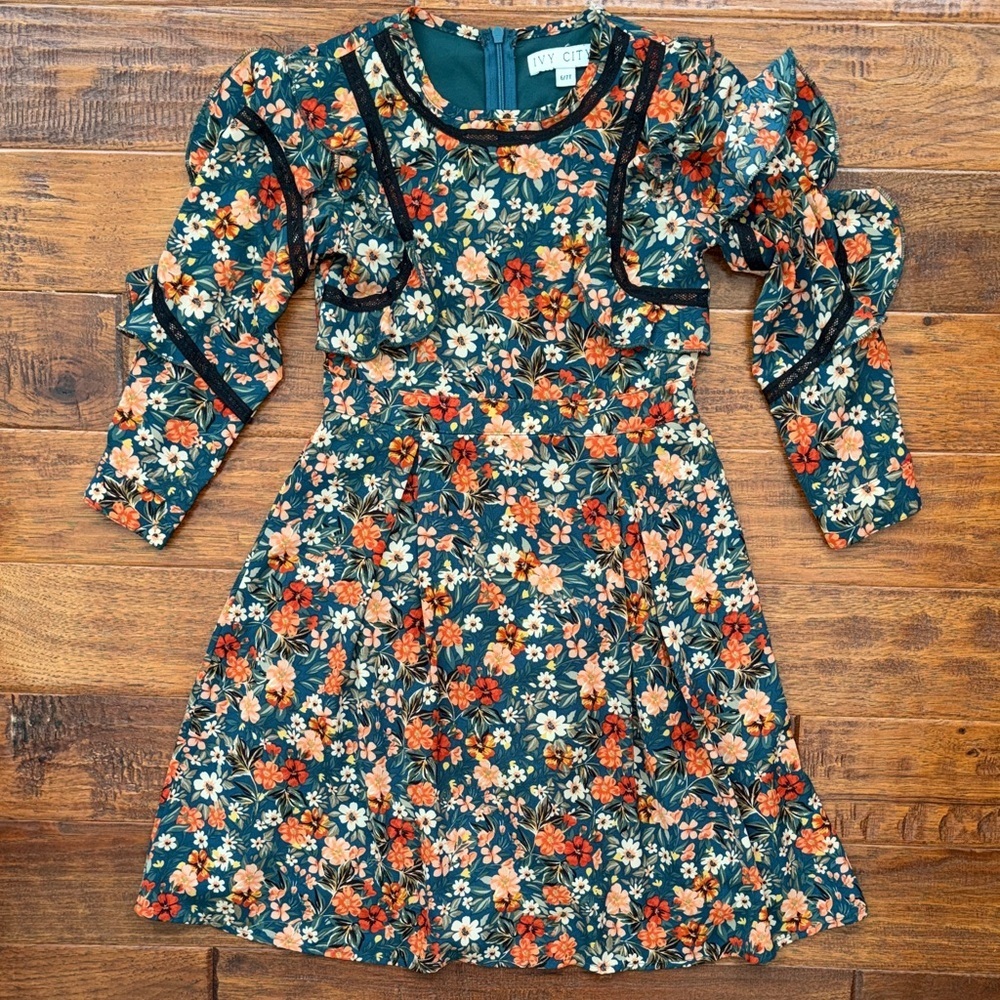 Ivy City Co Mini Naomi Floral Dress with Puff Ruffle Sleeves, 6/7
